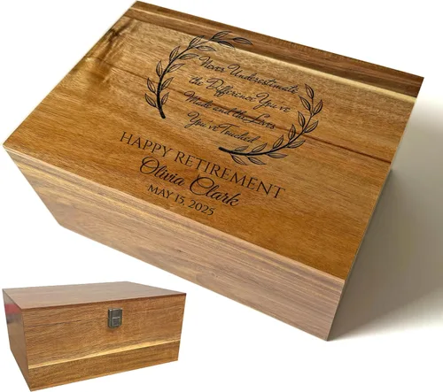 Miniatura 73 de Caja de madera grabada personalizada grande – Caja de recuerdo de madera de acacia con mensaje oculto personalizado, cajas de memoria de nogal