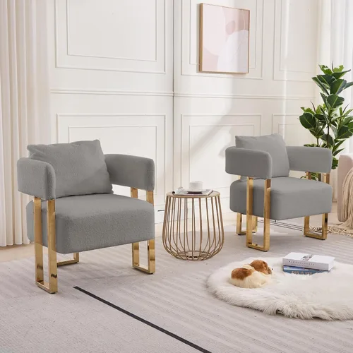 Miniatura 18 de YISHENG Silla decorativa con respaldo ajustable de 6 ángulos (90° –180°), silla de sala de estar de tela de felpilla, silla de salón tapizada, silla