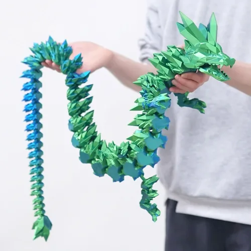 Juguetes para ansiedad de dragón de cristal con estampado 3D súper grande de 48.82 pulgadas, figuras de animales extra largas y grandes, decoración