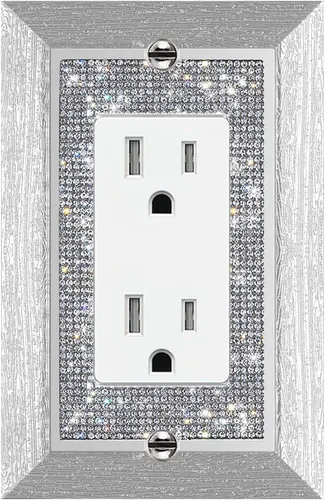 Miniatura 9 de Cubierta de placa de pared de diamantes de imitación plateados brillantes, cubierta de interruptor de luz de palanca doble, cubierta de salida
