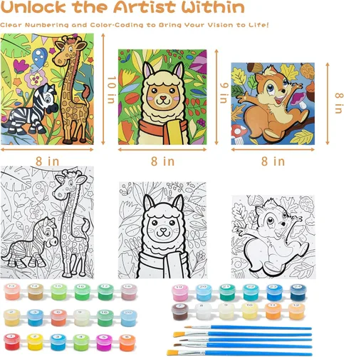 Miniatura 4 de Sixth Space Pintura por números para niños de 4 a 8 años, pintura al óleo acrílica preimpresa para principiantes, incluye lienzo enmarcado