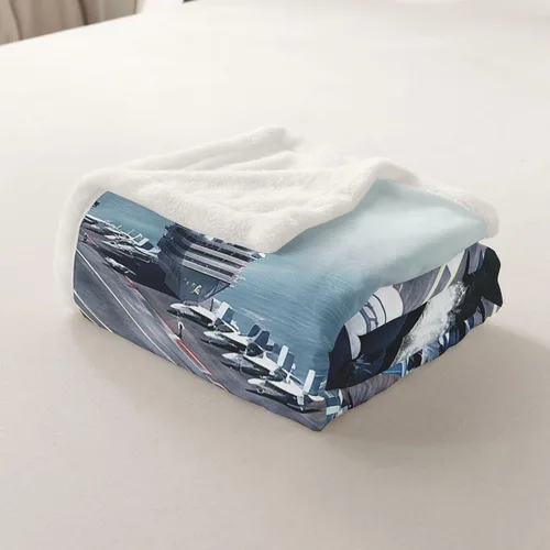 Miniatura 5 de Erosebridal Manta de forro polar para transporte de aviones, caza de acorazado, manta mullida para conducir en el mar, para niños, niñas