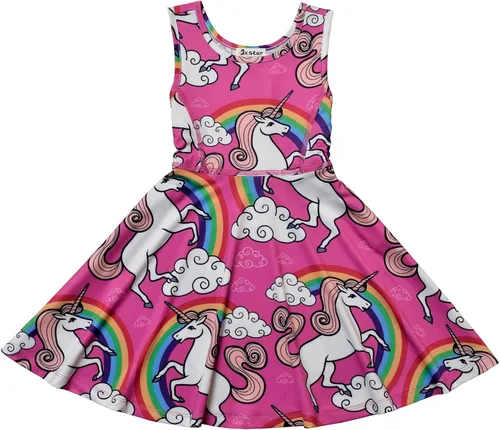 Miniatura 3 de Jxstar Vestidos sin mangas para niñas, ropa casual de verano para niños pequeños