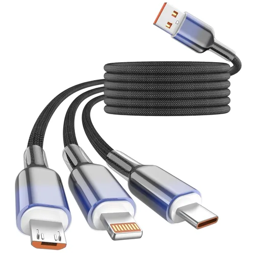 Miniatura 36 de Cable de carga múltiple (paquete de 2 cables de 4 pies) 3 en 1 para múltiples dispositivos, cable de carga universal trenzado de nailon para Negro