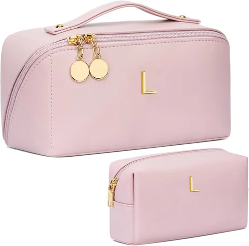 Miniatura 82 de Regalos de cumpleaños para mujeres y adolescentes, juego de bolsas organizadoras de maquillaje con iniciales personalizadas, bolsa de cosméticos