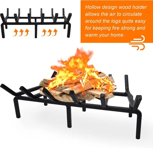 Miniatura 6 de Parrilla de Fuego de Acero Sólido Resistente - Soporte para Troncos de Madera de 20 Pulgadas para Hogar Interior, Fogata al Aire Libre y Chimenea