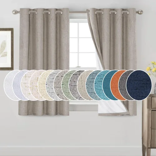 Miniatura 20 de Primitive - Cortinas opacas 100 % de lino texturizado natural para dormitorio, sala de estar, cortinas para ahorra energía, tela de arpillera