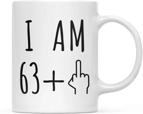Miniatura 42 de Andaz Press Divertida taza de café de 11 onzas, regalo de broma de cumpleaños, I Am 49 + 1 dedo medio, 1 paquete, ideas de regalo de cumpleaños 50