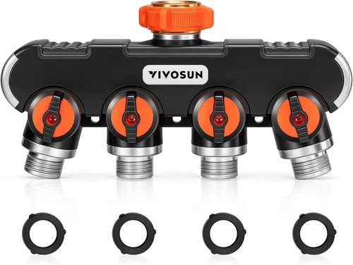 Miniatura 9 de VIVOSUN Divisor de manguera de jardín de 2 vías resistente, conector de manguera de agua de doble vía mejorado altamente duradero, adaptador