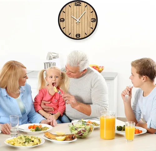 Miniatura 8 de Reloj de pared redondo de 10 pulgadas, funciona con pilas, de cuarzo, sin tictac, decorativo, analógico, para apartamento, sala de estar
