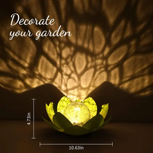 Miniatura 4 de Luces solares para exteriores, decoración de jardín, vidrio de globo agrietado, luz de jardín solar de metal impermeable para camino, patio, césped
