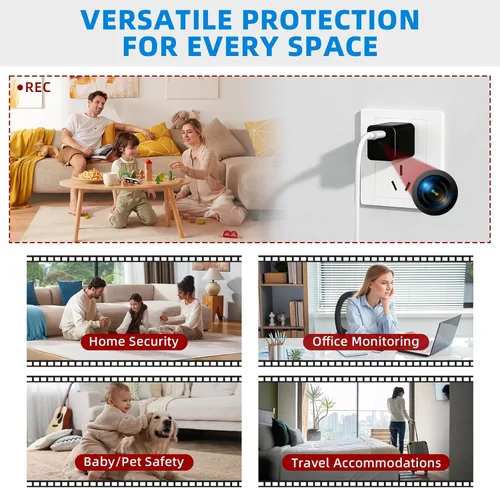 Miniatura 3 de Cámara con cargador HD 1080P con detección de movimiento, gran angular de 106°, sin WiFi/cuota mensual, mini cámara oculta para seguridad