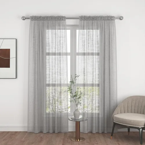 Miniatura 107 de UPOPO Paneles de Cortina Beige Pequeños Cortinas Transparentes de Gasa de 16 Pulgadas de Largo Cortinas de Cocina de Voile con Textura de Lino