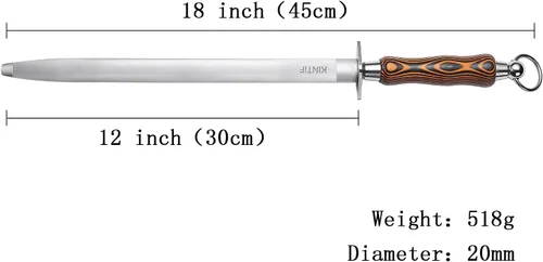 Miniatura 6 de Acero afilador de acero de 12 pulgadas, afilador de cuchillos profesional, alto carbono, líneas finas, alta dureza, varilla de afilado de cuchillo