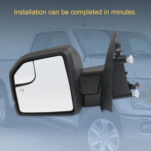 Miniatura 5 de JDMSPEED Espejo retrovisor lateral izquierdo eléctrico con calefacción, señal LED texturizada, negro, izquierdo, LH, compatible con Ford F150