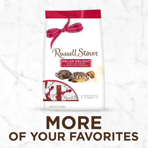 Miniatura 5 de Bolsa reforzada de delicia de pecán Russell Stover 16.10 oz. Paquete de caramelos cubiertos de chocolate con leche Russell Stover, pecanas