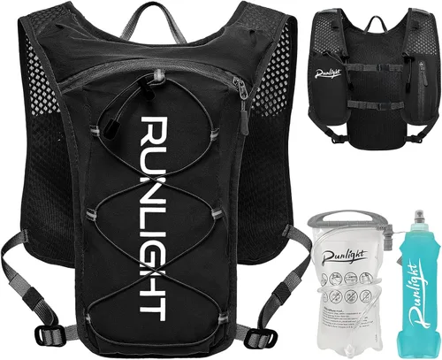 Miniatura 9 de Runlight Chaleco para correr para mujeres y hombres, mochila ligera de hidratación con bolsa de vejiga de agua de 1.5L, mochila diurna hidro