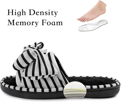 Miniatura 3 de ULTRAIDEAS - Pantuflas de espuma viscoelástica para mujer, con puntera abierta y correa ajustable, pantuflas de meter sin agujetas para mujer, forro