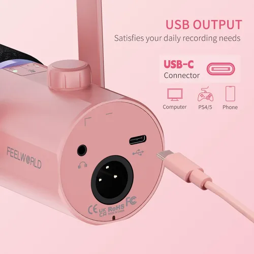 Miniatura 4 de FEELWORLD PM1 XLR - Micrófono dinámico USB con brazo articulado, regalos para grabación de podcasts, computadora PC, juegos, transmisión en vivo
