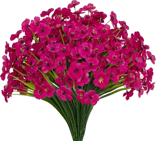 Miniatura 11 de 15 paquetes de flores artificiales resistentes a los rayos UV para exteriores, plantas sin decoloración, arbustos de plástico sintético, flores