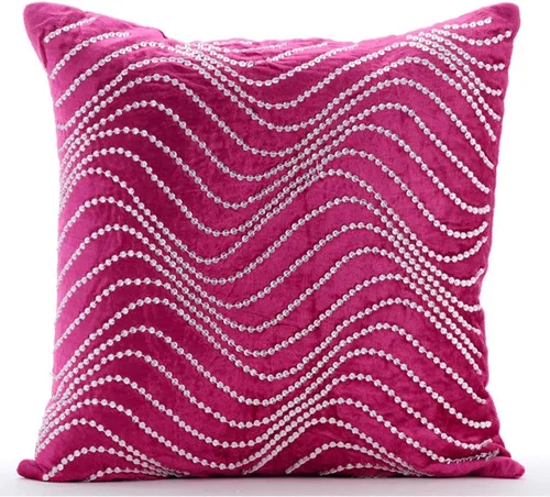 The HomeCentric Juego de 2 fundas de almohada de 20 x 20 pulgadas (19.7 x 19.7 in), color rosa fucsia, funda de almohada cuadrada de terciopelo 13.