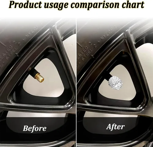 Miniatura 4 de Kewucn Bling - Tapones para válvulas de neumáticos de automóvil, paquete de 4 cubiertas hechas a mano con diamantes de imitación de cristal Blanco