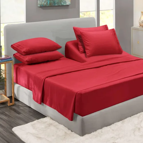 Miniatura 80 de Clara Clark - Juego de sábanas King con Flex Top, 6 piezas - Sábanas de lujo para cama King con cabeza dividida, juego de cama súper suave, King