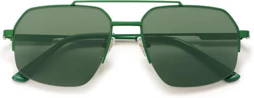 SOJOS Trendy Aviator Sunglasses Mens Womens Retro Double Bridge Metal Frame Semi-Rimless Shades SJ1191