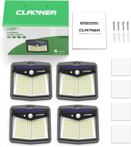 Miniatura 8 de Claoner - Luces solares con sensor de movimiento [128 LED/4 paquetes], luces para exterior con 3 modos de iluminación con 270° de angulo
