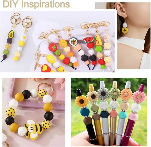Miniatura 7 de Beadthoven - 10 cuentas de silicona de flamenco rosa de 1.188 pulgadas (1.181 in) cuentas de animales de pájaro DIY pulsera collar cuentas focales