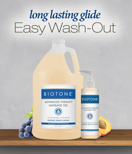 Miniatura 3 de BIOTONE Gel de masaje de terapia avanzada, suave y sedoso sin sensación de aceite, ideal para trabajar, sin aceite de nueces, hipoalergénico