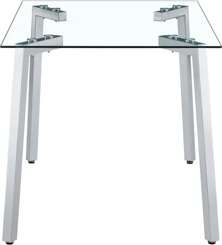 Miniatura 2 de Mesa de comedor de cristal transparente, 5.118 * 3.150 * 0.315 in pata CHORMED, color plata
