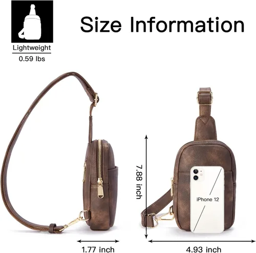 Miniatura 162 de Telena Riñonera pequeña para mujer, de cuero, cangureras, bolsa de pecho para mujer
