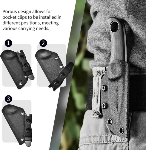 Miniatura 3 de TONIFE Cuchillo de hoja fija de 4.8 cm, cuchillo mini para el cuello con funda Kydex y cordón, cuchillo fijo portátil EDC para supervivencia al aire