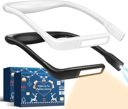Miniatura 15 de Luz de cuello para leer libros para amantes de la lectura, recargable 2000mAh 10-80Hrs luz de libro amplia amigable para los ojos, regalos de Negro