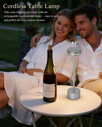 Miniatura 2 de Paquete de 2 lámparas de mesa LED inalámbricas recargables, lámpara de escritorio LED portátil de 5000 mAh, funciona con pilas, luz de mesa