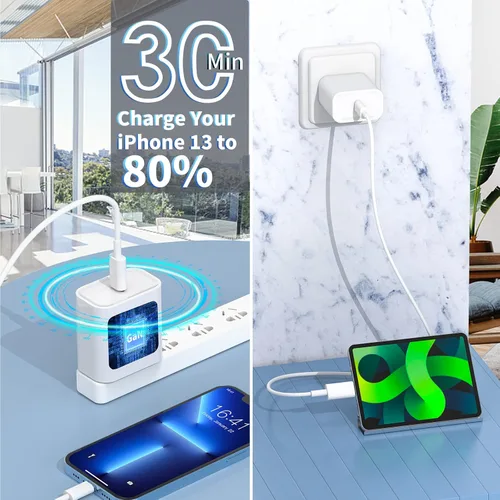 Miniatura 8 de [Certificado MFi de Apple] Cargador de carga rápida para iPhone 17, paquete de 4 cargadores Stuffcool PD 20 W, USB C, adaptador de corriente Rayas