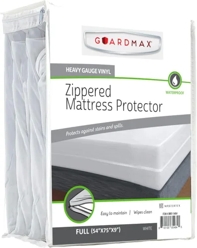 Guardmax Funda de colchón de vinilo resistente con cremallera completa, protector de colchón impermeable y transpirable, ropa de cama cómoda, suave