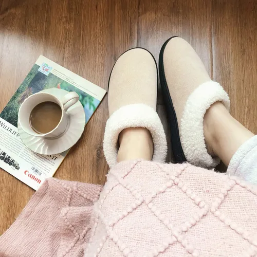 Miniatura 2 de VONMAY Pantuflas de casa mullidas para mujer, pantuflas de espuma viscoelástica con cuello de forro polar para interiores y exteriores