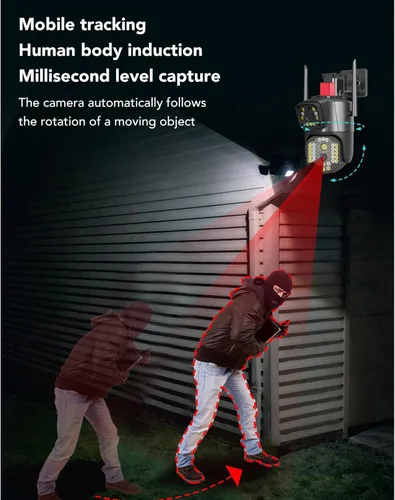 Miniatura 3 de Cámara de seguridad de doble lente al aire libre, 360 grados giratoria 1080P impermeable cámara de seguridad al aire libre para estanque de peces
