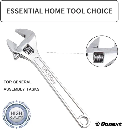 Miniatura 2 de Llave ajustable de 12 pulgadas Herramienta de mano profesional CR-V Llave de media luna de acero