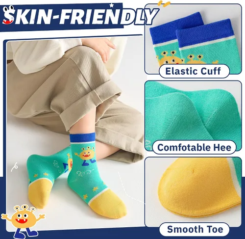 Miniatura 5 de Eocom Calcetines para bebés y niños pequeños, divertidos calcetines de algodón transpirable para regalo, 10 pares