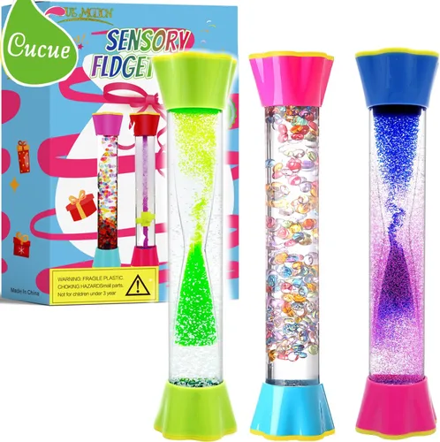 Miniatura 9 de Tubos sensoriales antiestrés – Juguetes calmantes para niños – Tubo sensorial con botella de purpurina, giratorio por gravedad, espiral de gota