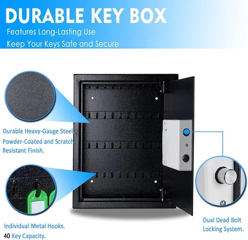 Miniatura 3 de UMEKEN Caja de llaves de montaje en pared con 40 posiciones, caja de seguridad digital para armario de automóvil con código, caja de seguridad