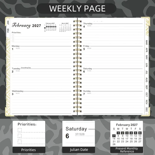Miniatura 4 de 2026-2027 Planner, Jul.2026-Jun.2027 Planner Weekly and Monthly 6.25"x8.5" with Page Tabs, Calendar Hardcover with Inner Pocket, Elastic Band