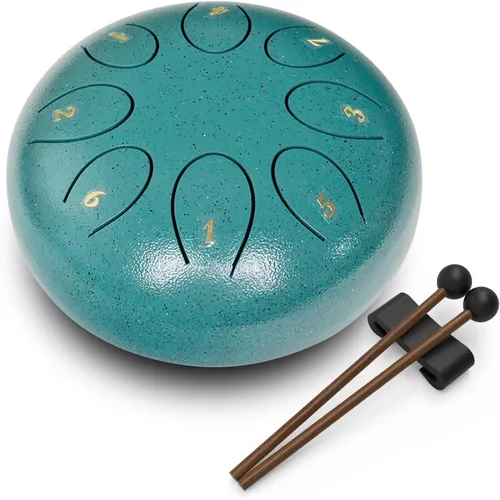 REGIS Tambor metálico de lengüetas, de acero, 6 pulgadas, 8 notas musicales, instrumento de percusión, tambor de lluvia para exteriores, regalo