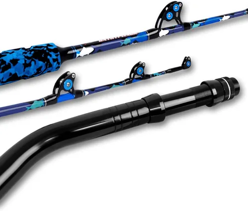 Miniatura 10 de Fiblink Caña de pescar de agua salada, 1 pieza/2 piezas, caña de arrastrar en alta mar, caña de pesca de gran juego, barco convencional, camuflaje