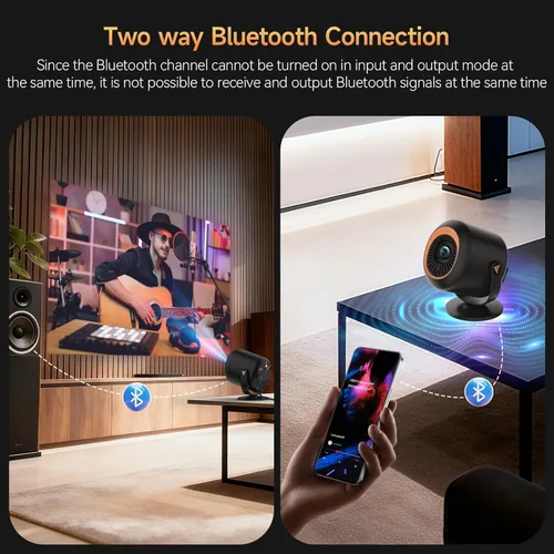 Miniatura 4 de Mini Proyector con WiFi y Bluetooth, Proyector Portátil Nativo 1080P Compatible con 4K con Soporte Ajustable de 180°, Pantalla Máxima de 180