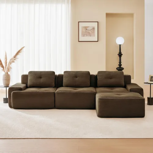 Miniatura 82 de Sofás modulares sin hueso de 152.8 pulgadas para sala de estar, sofá modular con diván en forma de L, cómodo asiento profundo tapizado de tela