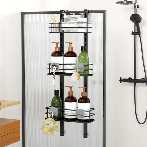Miniatura 2 de Orimade Organizador ajustable para colgar sobre la puerta de la ducha con ganchos, estante organizador de baño, estante de almacenamiento, cesta